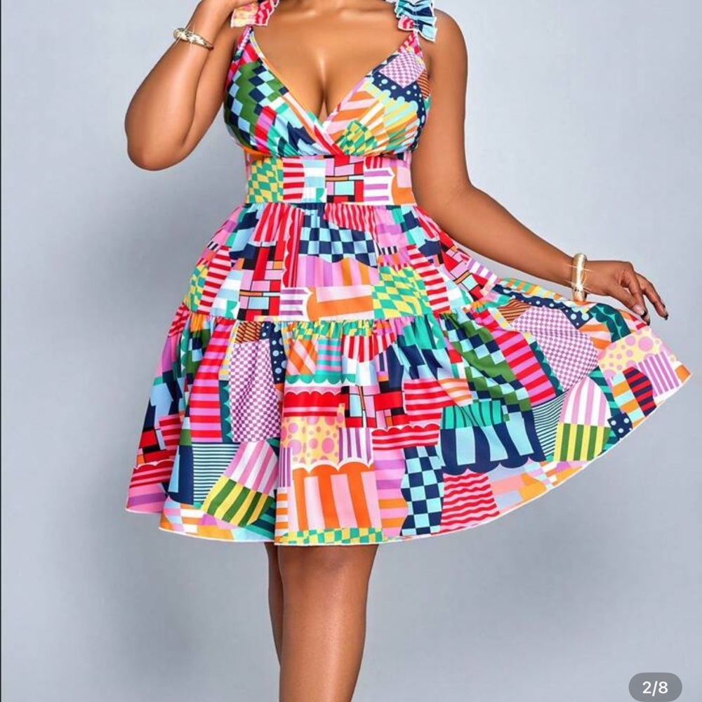 Shelby & Palmer Multicolor Patchwork Mini Dress